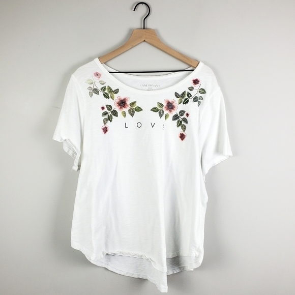 Lane Bryant White Floral Tee 22/24 - Picture 2 of 6